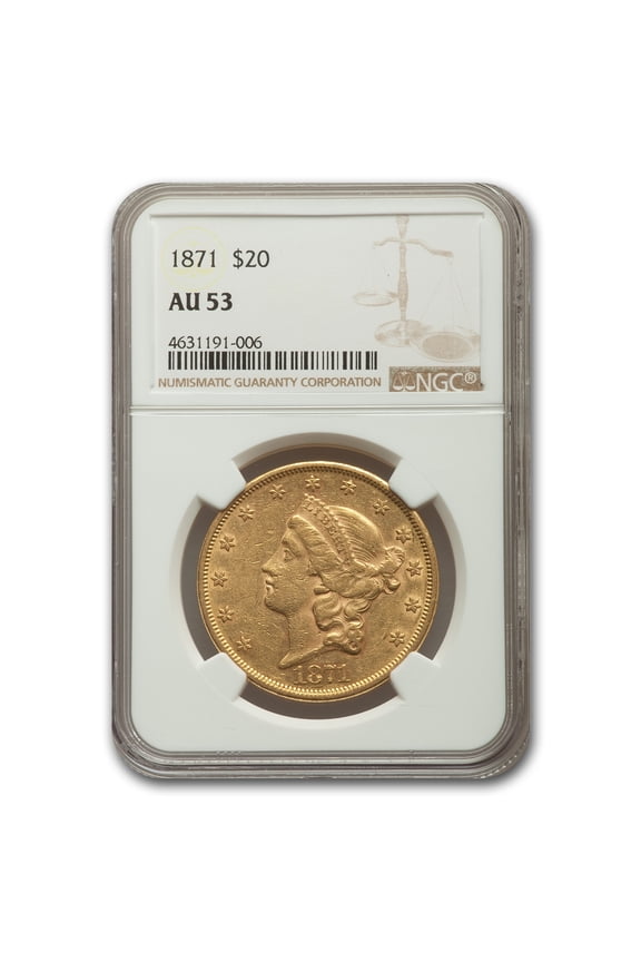 1871 $20 Liberty Gold Double Eagle AU-53 NGC