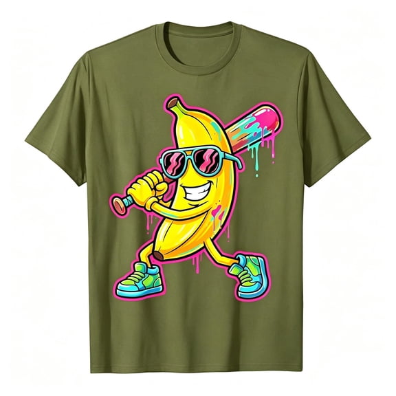 Hiijoy Graphic Tee for Boys Casual Banana Print Short Sleeve Crewneck T-Shirt, Sizes 2-3