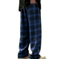 thumbnail image 5 of LONKITO Mens Pants Elastic Waist Casual Home Plaid Pants with Pockets Drawstring Straigh Leg Trousers, 5 of 5