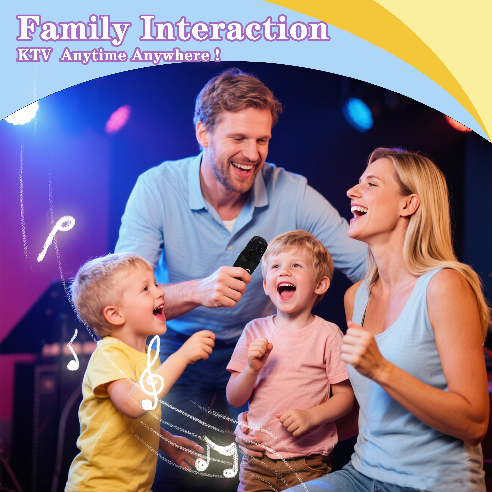Mini Karaoke Machine for Kids, 2 Wireless Microphones Karaoke, Portable Bluetooth Music Speaker, LED Lights Karaoke Microphone, Voice Changing Microphone, Family Singing, Birthday Karaoke