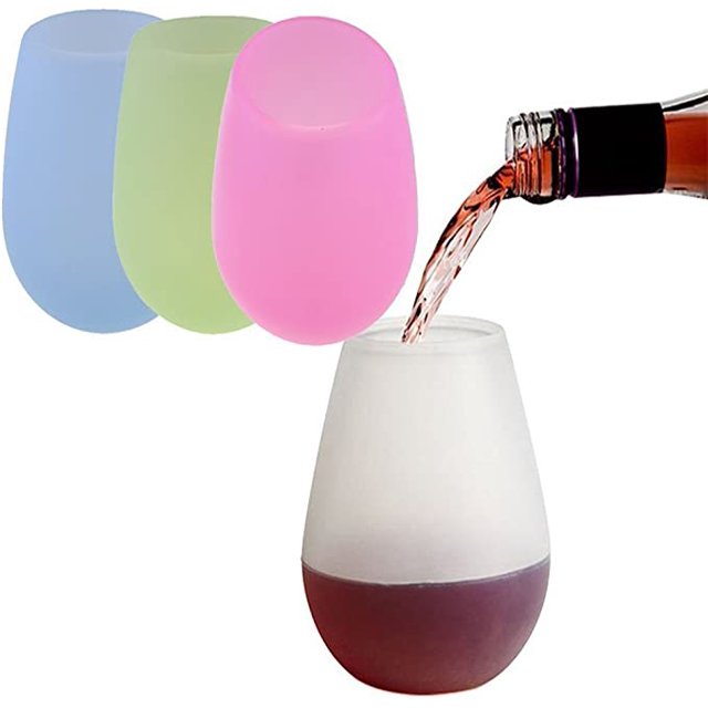 4 piezas BPA Silicona Copa de vino Plegable Inastillable Antideslizante para Camping Viaje Barbacoa Playa LingWen 9024715199287