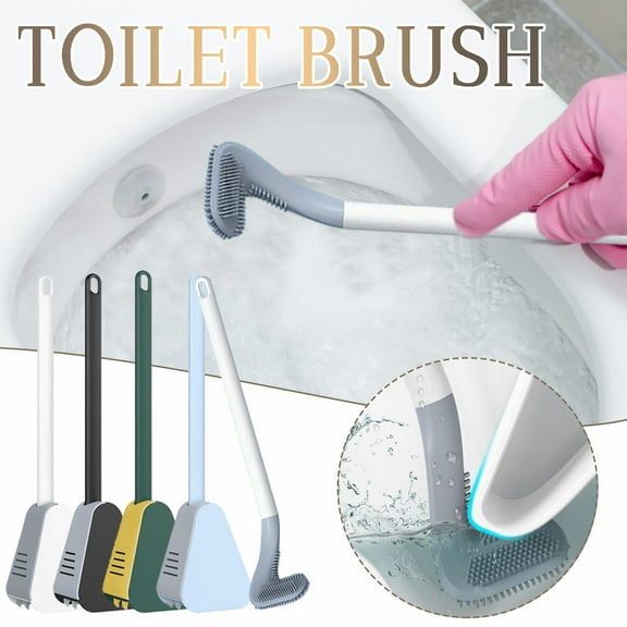Skegnu Clearance Under $10 Toilet Brush Wall-mounted Soft Plastic Toilet Brush Without Dead Ends Cleaner Brush