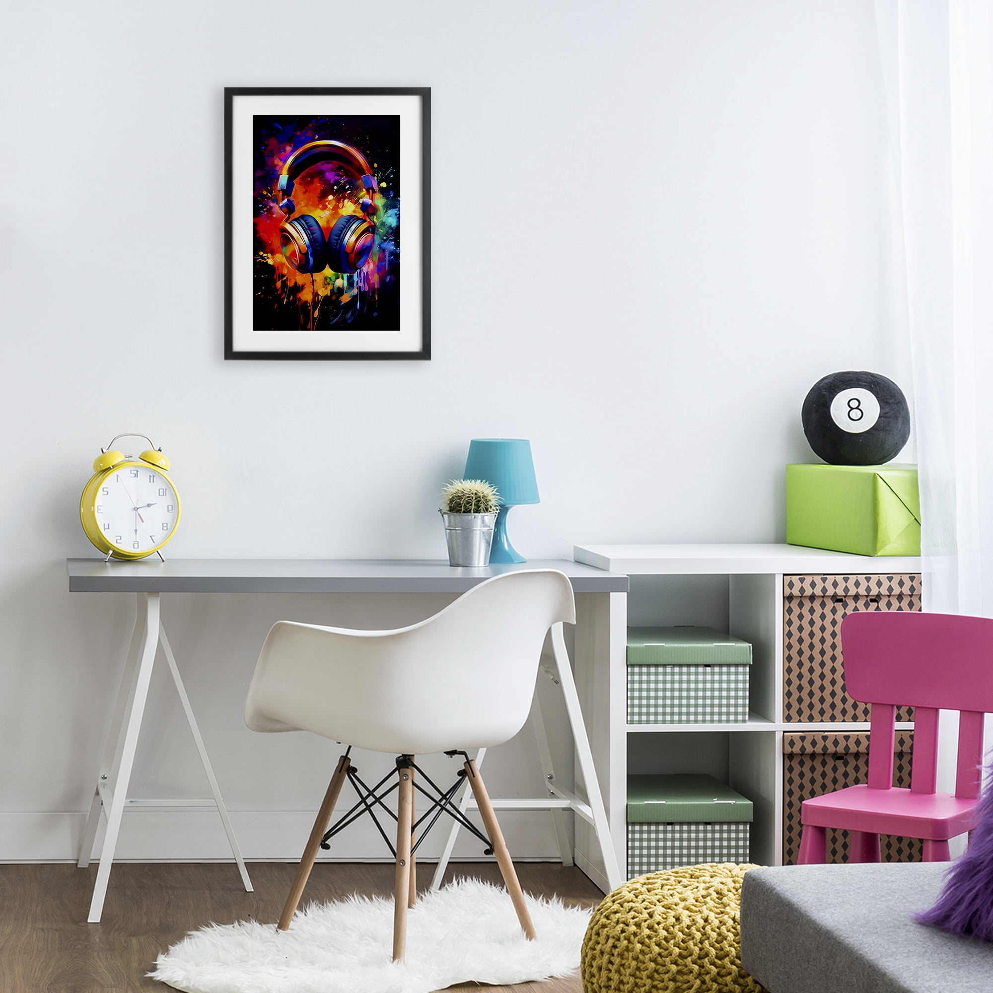 Stupell Industries Musical Color Pop Splash Black Framed Print Under Glass, design by Creative Studio
