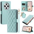thumbnail image 1 of Leather Case for Xiaomi Poco C75 4G Redmi 14R 5G 14C 4G Wallet Rhombus Grid Phone Cover - Green, 1 of 5