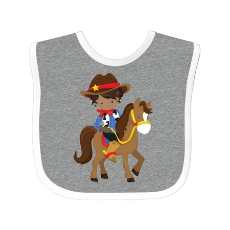 

Inktastic African American Boy Cowboy Sheriff Horse Gift Baby Boy Bib
