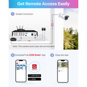 ZOSI 4-in-1 Security Camera DVR FHD 8 Channel 2 MP CCTV Surveillance Cameras with 500GB Hard Drive, Silver, 1 Count