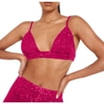 thumbnail image 2 of IROINID Balconnet Réduit pour Femmes Été Couleur Unie Style Boîte de Nuit Soutien-Gorge à Sequins, Rose Vif, 2 of 6