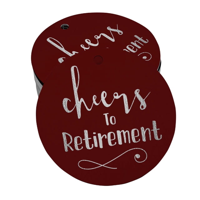 Inkdotpot Pack Of 100 Cheers To Retirement Favor Paper Tags Craft Real Silver Foil Hang Tags