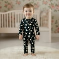 thumbnail image 2 of Baby Rompers Boy Baby Fall Winter Full Zip Footless Pajamas Cartoon Cat Bear Print Long Sleeve Zipper One Piece Jumpsuits Bodysuit Baby Bubble Romper Black 0 Months-3 Months, 2 of 7