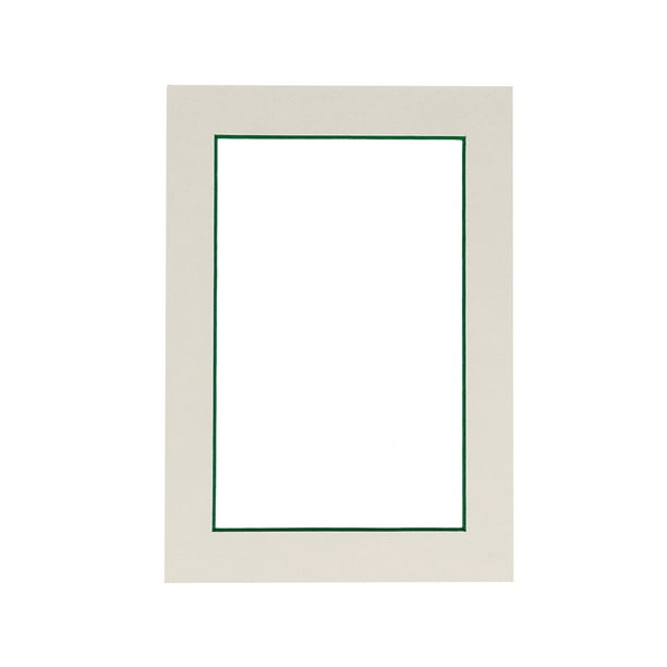 White Acid Free 16x20 Picture Frame Mat with Green Core Bevel Cut for