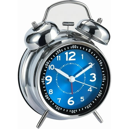 4 inches Twin Bell Loud Alarm Clock for Heavy Sleepers (Chrome Finish)