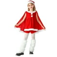 thumbnail image 2 of Odeerbi Toddler Girls Christmas Velvet Dress with Cape + Shorts + Christmas Santa Claus Hat Three Piece Set Fall Winter Long Sleeve Dress Kids Celebration Red Dress Toddler Clothes Red, 2 of 7