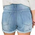 thumbnail image 4 of WHLBF Women's Plus Size Pants Fashion Solid Denim Shorts Pokets Hole Casual Zipper Fringe Jeans Pants, 4 of 6