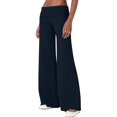 thumbnail image 3 of Women Low Rise Straight Leg Sweatpants Y2k Solid Color Stretchy Leggings Deep Blue L, 3 of 9
