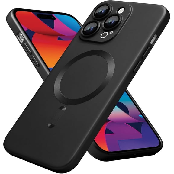 Magnetic for iPhone 15 Pro Case Black [Compatible with MagSafe] Wireless Charge Slim Shockproof Case for iPhone 15 Pro Phone Case, Dark Night Black