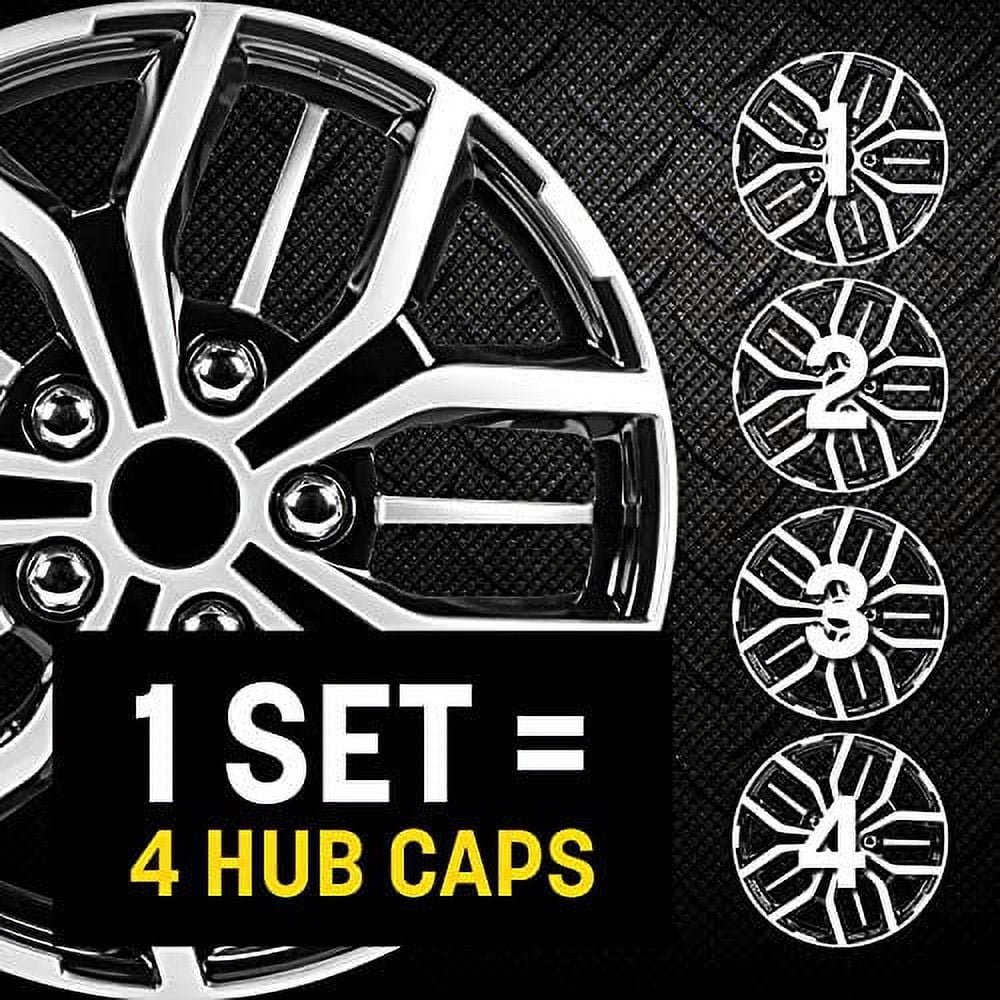 Pilot Automotive 15 Inch Super Sport Universal Hubcaps Set of 4 - Black/Silver