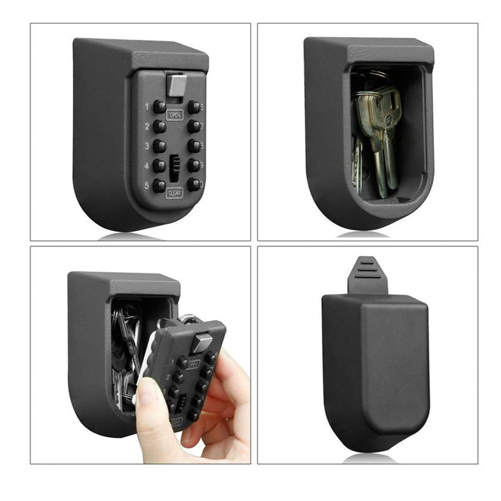 Clearance Equipment package under $20,Indoor & Outdoor Key Lock Box Wall Mounted Button Combination Key Storage Lock Box With Black Rubber Cover & Wall Fixings For 5 To 7 Keys 2PC