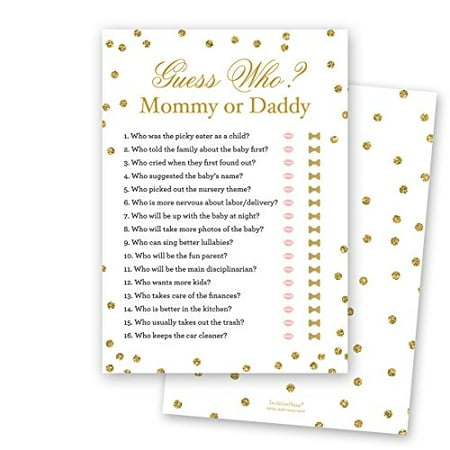 Mommy Or Daddy Baby Shower Guess Game 24 Count Faux Gold Glitter On White Walmart Canada