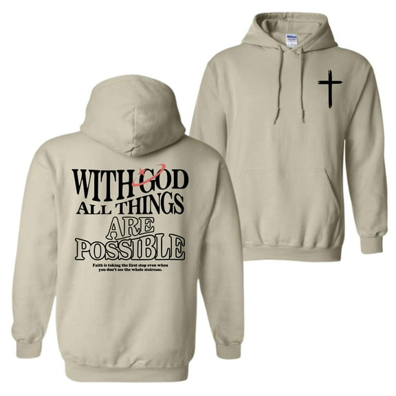 With God All Things Are Possible Hoodie – Christian Bible Verse Pullover – Inspirational Religious Menswear – Casual Faith-Based Streetwear