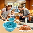 thumbnail image 7 of RYLZX 3 Pack Large Fluted Cake Pan  - Nonstick Fluted Tube Pan, Large Round Silicone Mold for Cake, Brownie, Cornbread, Jello Cake （﻿Grey + Pink + Blue）, 7 of 7