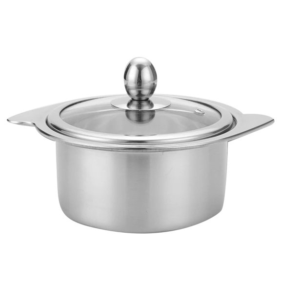 SHISUYAN 1Pc 18cm Stainless Steel Hot Pot Soloist Pot compatible for Induction Cooker with Lid (Silver)
