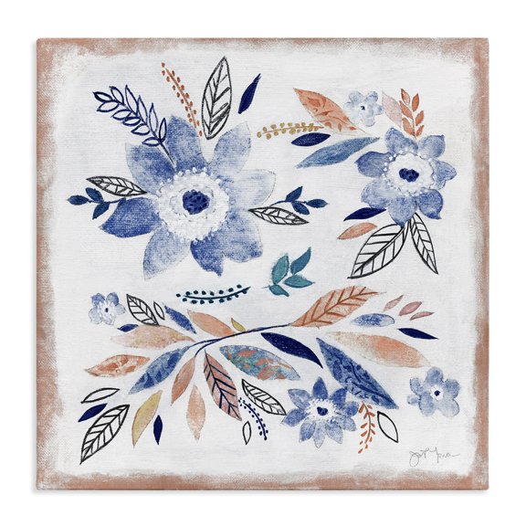 Stupell Industries Eclectic Boho Flower Leaf Arrangement Canvas Art, 24 x 24, by Janet Tava
