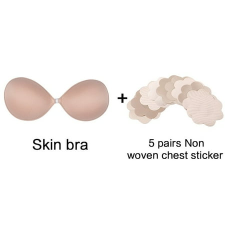 

QWZNDZGR Silicone Bra Invisible Push Up Sexy Strapless Bra Stealth Adhesive Backless Breast Enhancer For Women Lady Nipple Cover