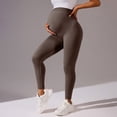 thumbnail image 3 of Amzcrzy Women's Maternity Leggings Solid Color Over The Belly Maternity Workout Clothes Stretchy Butt Lifting Ankle Length Pregnancy Active Workout Yoga Pants Brown M, 3 of 6