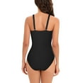 thumbnail image 6 of Zando Womens Tummy Control Swimsuit One Piece Bathing Suits Front Cross Swimsuits Black XL, 6 of 8