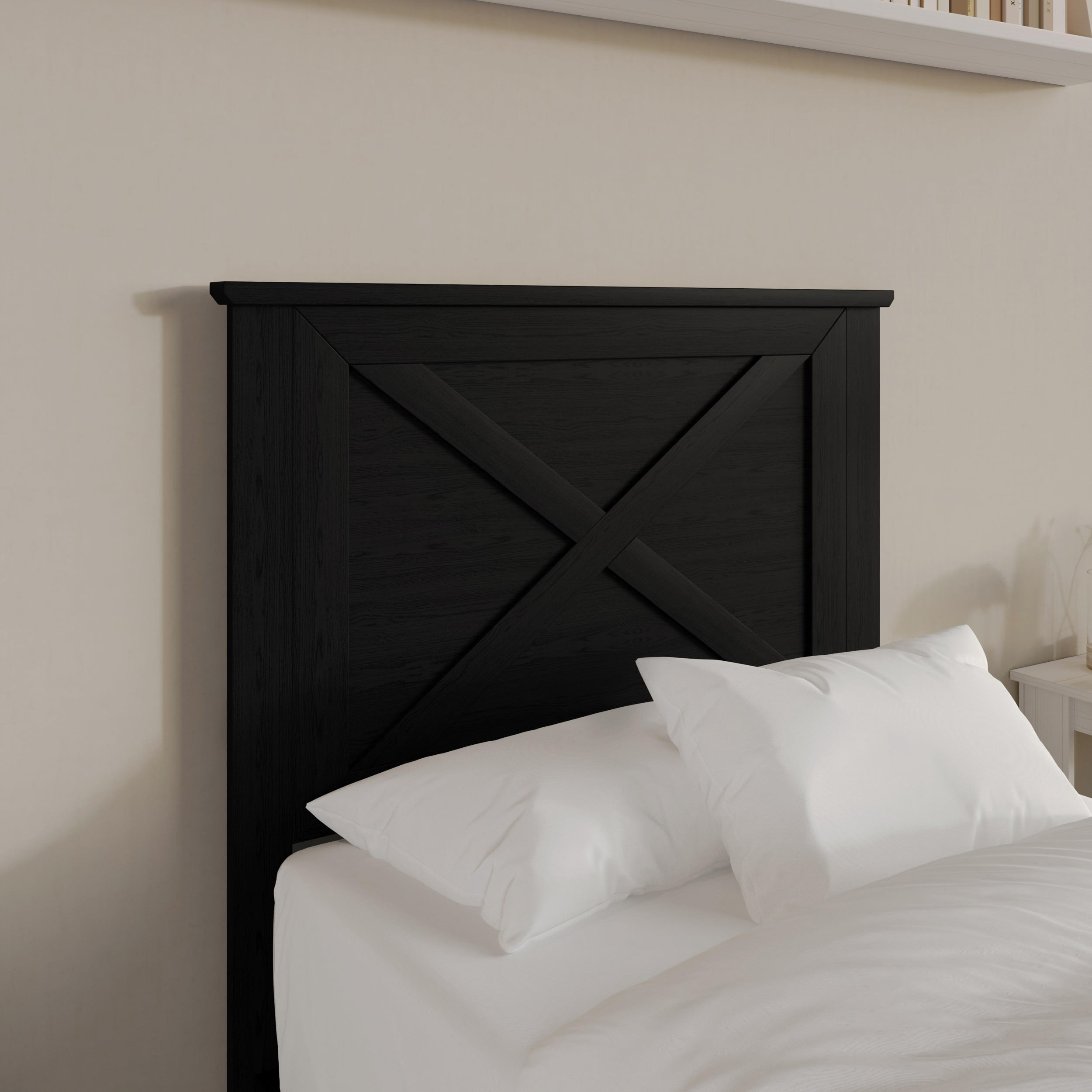 Home Design Raleigh Twin Wood Headboard, Black