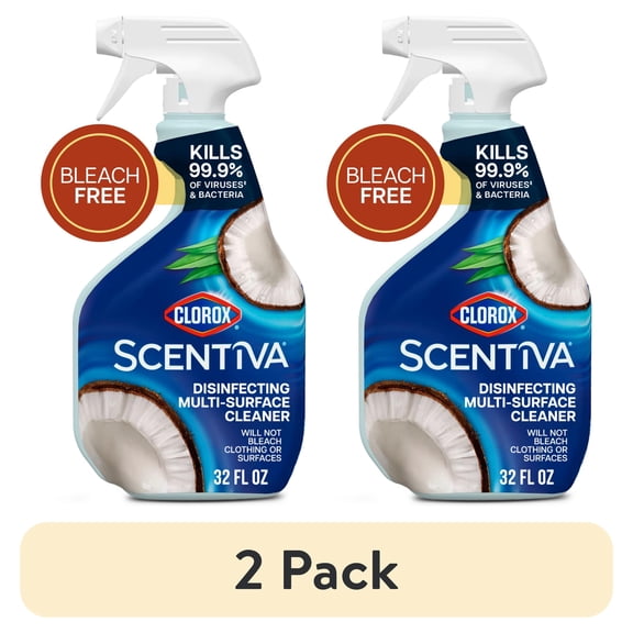 (2 pack) Clorox Scentiva Multi Surface Cleaner, Spray Bottle, Coconut & Waterlily, 32 fl oz