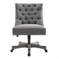 thumbnail image 2 of Linon Dixie Chaise de Bureau Pivotante Capitonnée Rembourrée à Base en Bois Gris Délavé, 2 of 12
