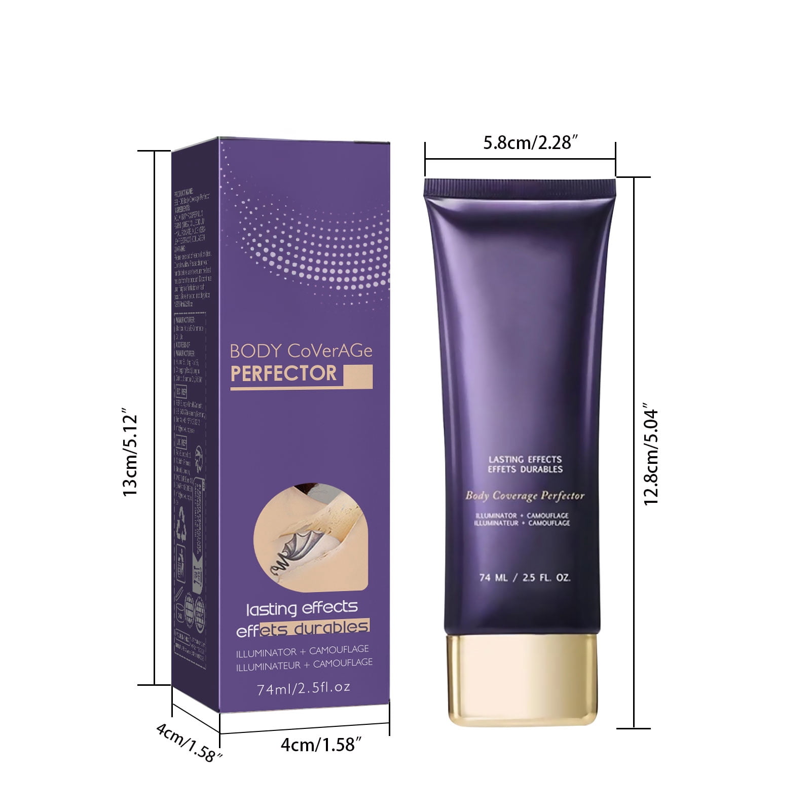Alvantor Body Coverage Perfector 2.5 fl. oz Waterproof Tattoo Cover up Makeup Concealer