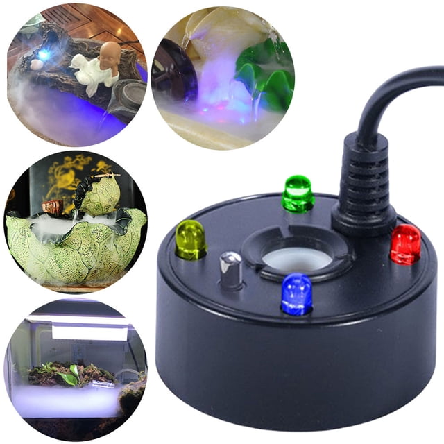 Humidificador Aire Fogger USB Luces LED Coloridas para Peces Rocas