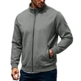 thumbnail image 2 of Full Zip Fleece Jackets for Men, Stand Neck Long Sleeve Sweatshirt Jackets, Loose No Hood Fall Outerwear with Pockets, 2 of 8