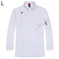 thumbnail image 2 of Chef uniforme poliéster manga larga otoño cálido delantal delantal con bolsillos delanteros Catering Cómodas bandas de sudor para cafetería blanca l sidaley LF000326-08, 2 of 7