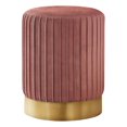 thumbnail image 1 of Monarch Specialties Ottoman, Pouf, Repose Pieds, Tabouret, 14" Rond, Velours, Base De Métal, Rose, Or, Contemporain, Moderne, 1 of 4