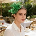 thumbnail image 5 of Qiopertar Vintage Fascinator Hat, Mesh Ribbons Feathers Headband Clip, Tea Party Wedding Cocktail Headwear for Women Girls, Green, 5 of 6