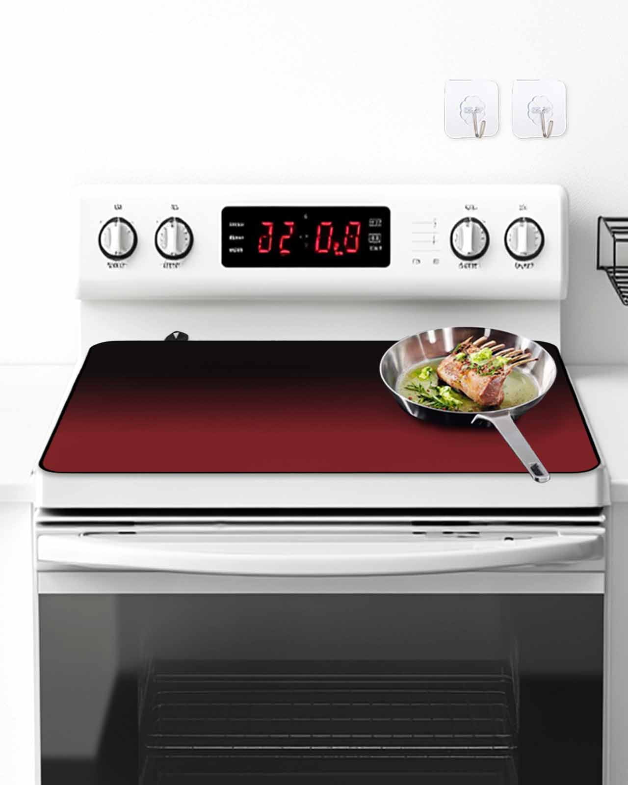 Stove Top Covers for Electric Stove, Black Red Ombre Glass Stovetop Cover Protector, Modern Abstract Art Gradient Induction Cooktop Protector Oven Mat for Kitchen Countertop 24"x21"