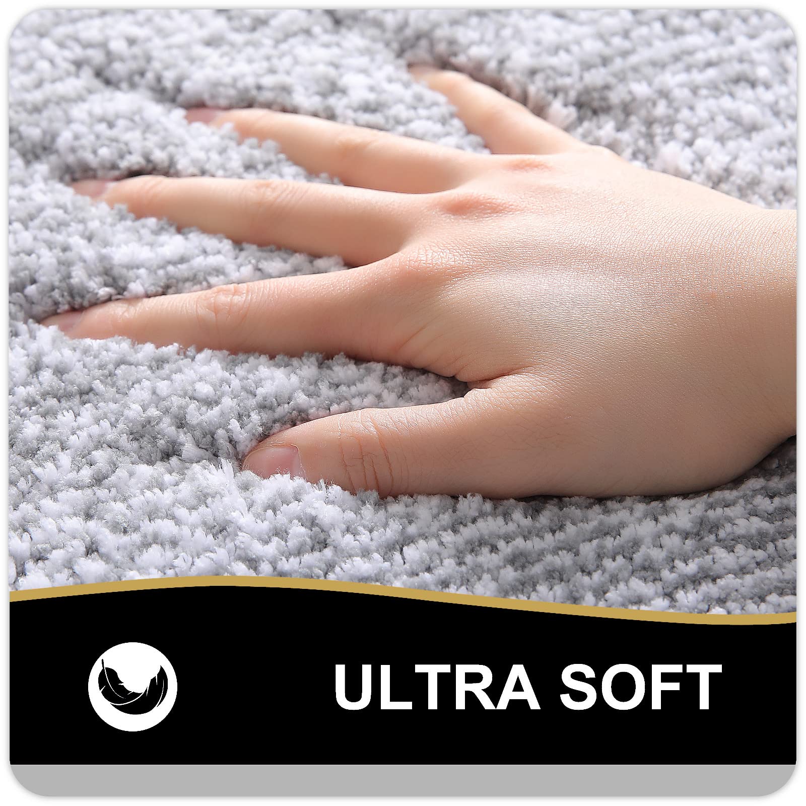 Buganda Bathroom Rug, 16x24", Gray Shaggy Mat photo 2