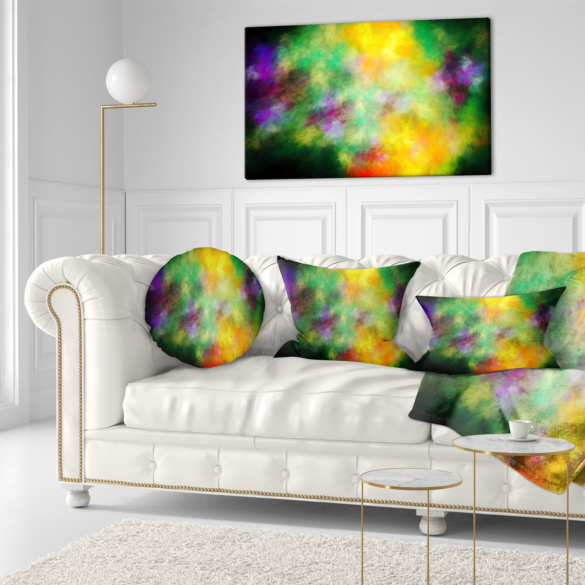 Designart Colorful Sky with Blur Stars - Abstract Throw Pillow - 12x20