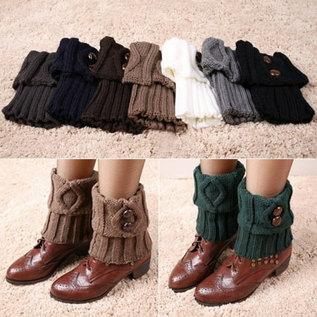 

Poseidon Women Fashion Winter Leg Warmer Socks Button Short Crochet Knit Boot Cuffs