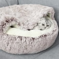 thumbnail image 4 of Cama redonda para gatos ShinHye, de felpa, esponjosa, con capucha, cueva, impermeable, 4 of 8