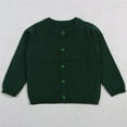 thumbnail image 4 of TQWQT Girl's Crewneck Cardigan Fall Toddler Open Fron Cardigans Long Sleeve Size 12-18 Months Cardigan Basic Button up School Uniforms Dark Green Cardigan Sweater, 4 of 4
