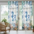 thumbnail image 5 of Outdoor Curtains for Patio Waterproof, Seahorse Coastal Outdoor Privacy Panels Grommet, Summer Nautical Starfish Coral Grey Wooden Blackout Outside Curtains for Porch/Cabana 54"x95", 2 Panels, 5 of 8