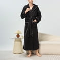 thumbnail image 4 of snilers Mens Bathrobes Fashion Solid Shawl Collar Pajamas Warm Winter Soft Comfy Loungewear Water Absorbent Quick Dry Long Sleeve Bathrobes with Pockets, 4 of 6