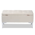 thumbnail image 6 of Bowery Hill Beige Velvet Silver Finished Storage Ottoman, 6 of 11
