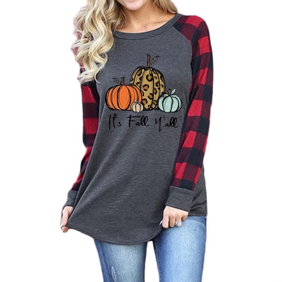 Women's Halloween Top Pumpkin Graphic Print Crew Neck Raglan Long Sleeve T-shirt