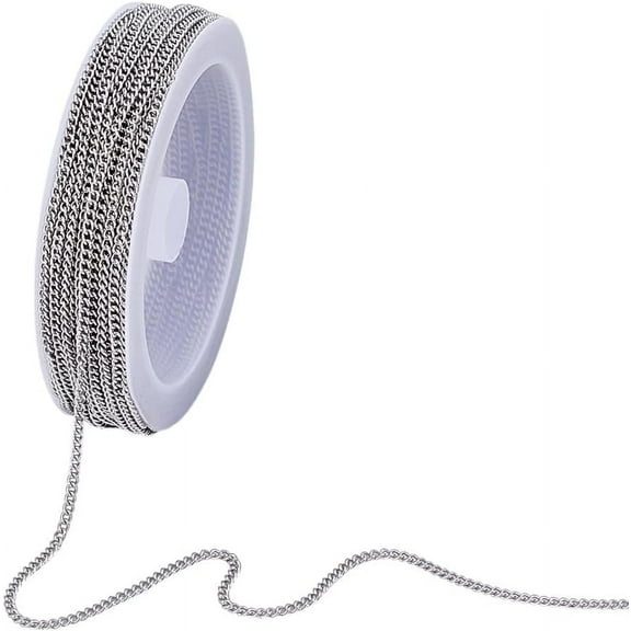 10m Necklace Chains for Jewelry Making Stainless Steel Cable Chains Soldered Necklace Chain Coreana Chains Metal Necklace Bracelet Chains for DIY Women Men Jewelry Making