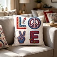 thumbnail image 4 of Linnome Polyester Printed Short Plush Pillowcase Double Sided Independence Day Pattern for Couch Bedroom Decoration 17.7x17.7in Multicolor#04, 4 of 6